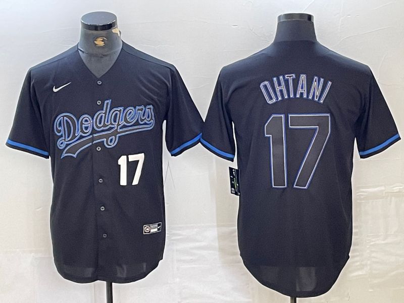 Men Los Angeles Dodgers #17 Ohtani Black Fashion Nike Game MLB Jersey style 9